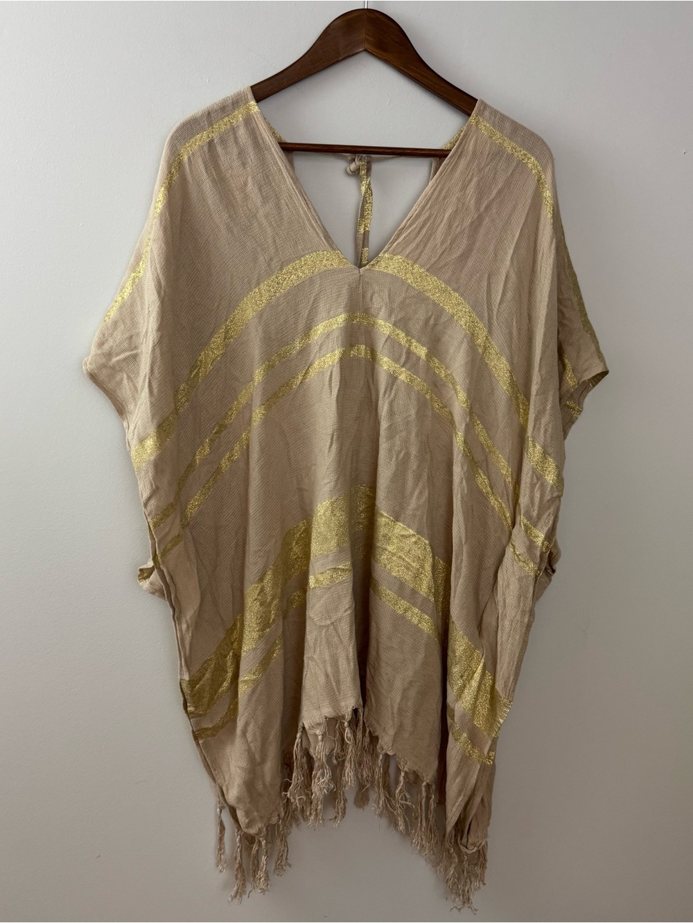 L*Space Seaport Swim Cover Up in Cream & Gold with a tassel hemline Size XS